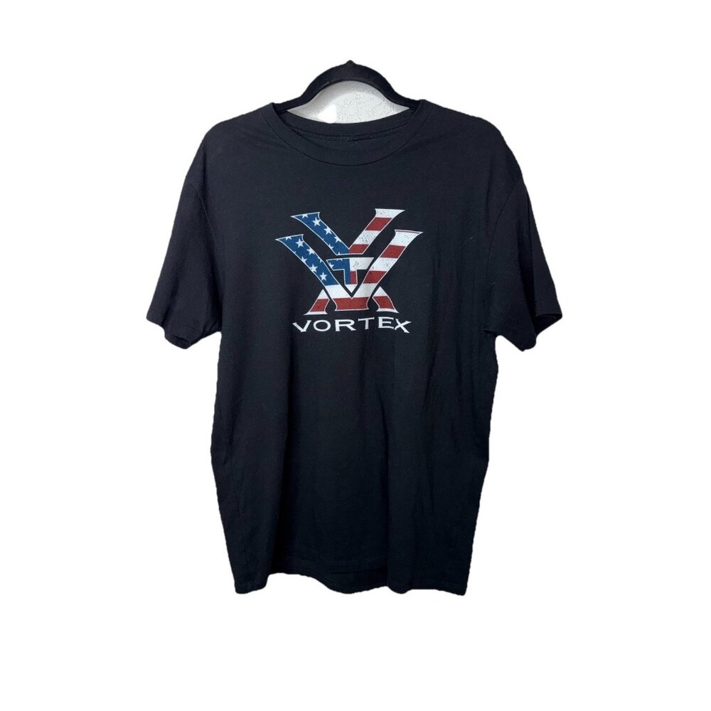 Vortex Men’s T-shirt Black USA Red White Blue Athletic Fit  - Large Hunting Y